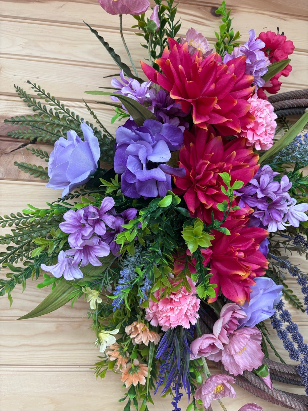 okie dokie Pink, Purple & Green Faux Floral Lariat Garland - Picture 2 of 4